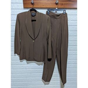 By Choice Women’s Brown 2 Piece Set Shawl Lapel Jacket & Pant Suit Size S/M
